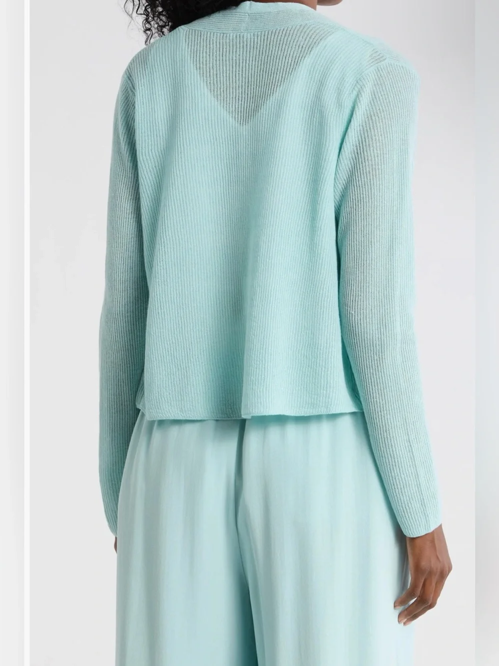 Eileen Fisher Organic Linen and Cotton Open Cardigan POOL teal Size small NEW